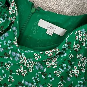 NWOT ann Taylor loft floral print green silk dress